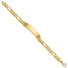 14k Hand-polished Solid Chain/Solid Plate Figaro Link 47x9mm Plate 8 inch ID Bracelet