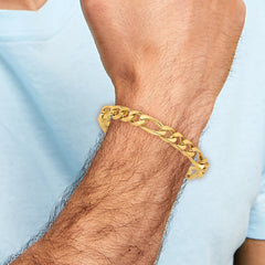 14K 22 inch 9mm Hand Polished Figaro Link with Box Catch Clasp Chain