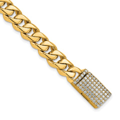 14k 1 1/4 carat Lab Grown Diamond VS+ F+ 8 inch 8.5mm Hand-Polished Fashion Link Bracelet