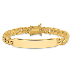 14k Hand-polished Solid Chain/Solid Plate Curb Link 44x9mm Plate 8 inch ID Bracelet