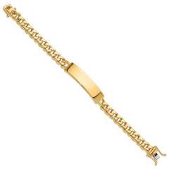 14k Hand-polished Solid Chain/Solid Plate Curb Link 44x12mm Plate 8 inch ID Bracelet