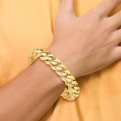 14K 22 inch 14mm Hand Polished Fancy Traditional Link with Box Catch Clasp Chain