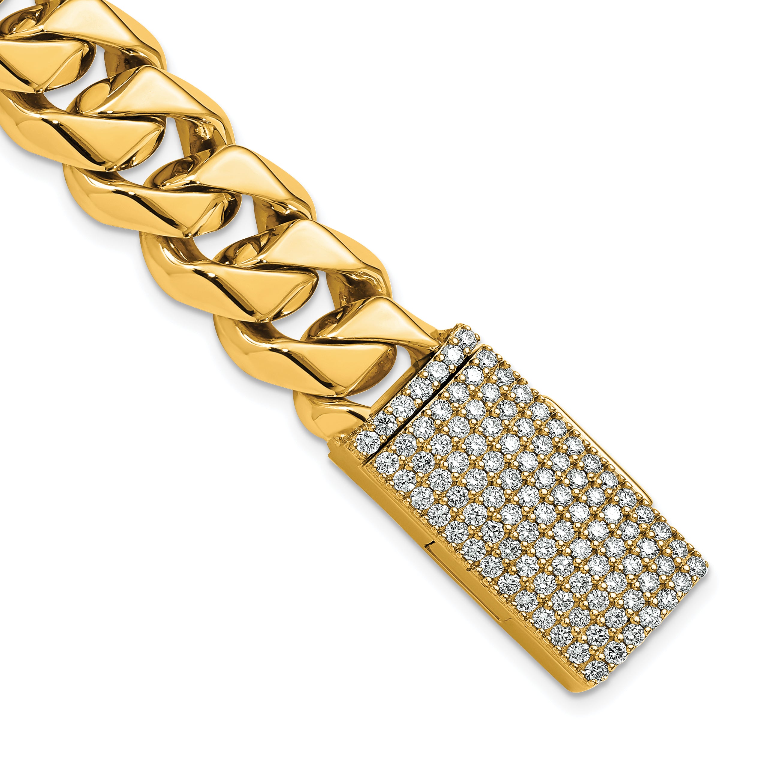 14k 2 carat Lab Grown Diamond VS+ F+ 8 inch 14mm Hand-Polished Fashion Link Bracelet