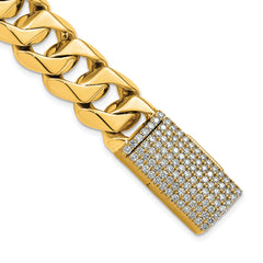 14k 2 carat Lab Grown Diamond VS+ F+ 8 inch 15mm Hand-Polished Fashion Link Bracelet