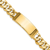 14k Hand-polished Solid Chain/Solid Plate Heavy Curb Link 48x18mm Plate 8.5 inch ID Bracelet