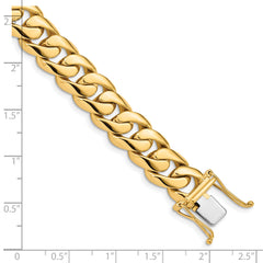 14K 8 inch 10.8mm Hand Polished Rounded Curb Link with Box Catch Clasp Bracelet