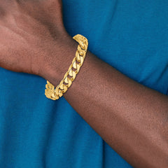 14K 8 inch 10.6mm Hand Polished Flat Beveled Curb Link with Box Catch Clasp Bracelet