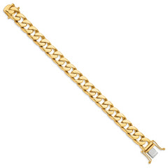 14K 8 inch 12mm Hand Polished Flat Beveled Curb Link with Box Catch Clasp Bracelet