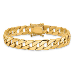 14K 8 inch 10.2mm Hand Polished Fancy Link with Box Catch Bracelet
