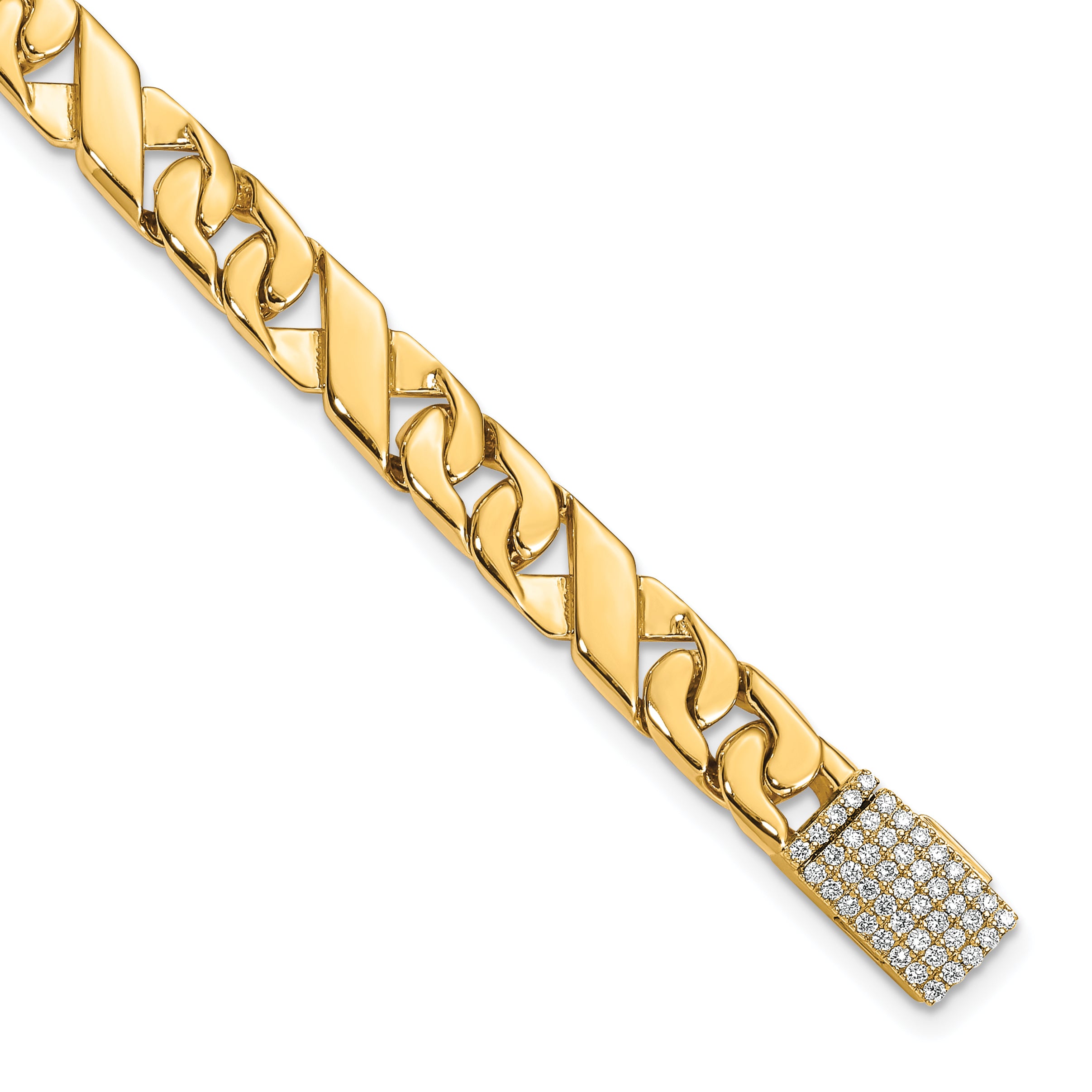 14k 1/2 carat Lab Grown Diamond VS+ F+ 8.5 inch 6.7mm Hand-Polished Fashion Link Bracelet