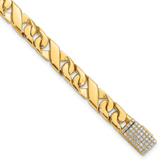14k 1/2 carat Lab Grown Diamond VS+ F+ 8.5 inch 6.7mm Hand-Polished Fashion Link Bracelet