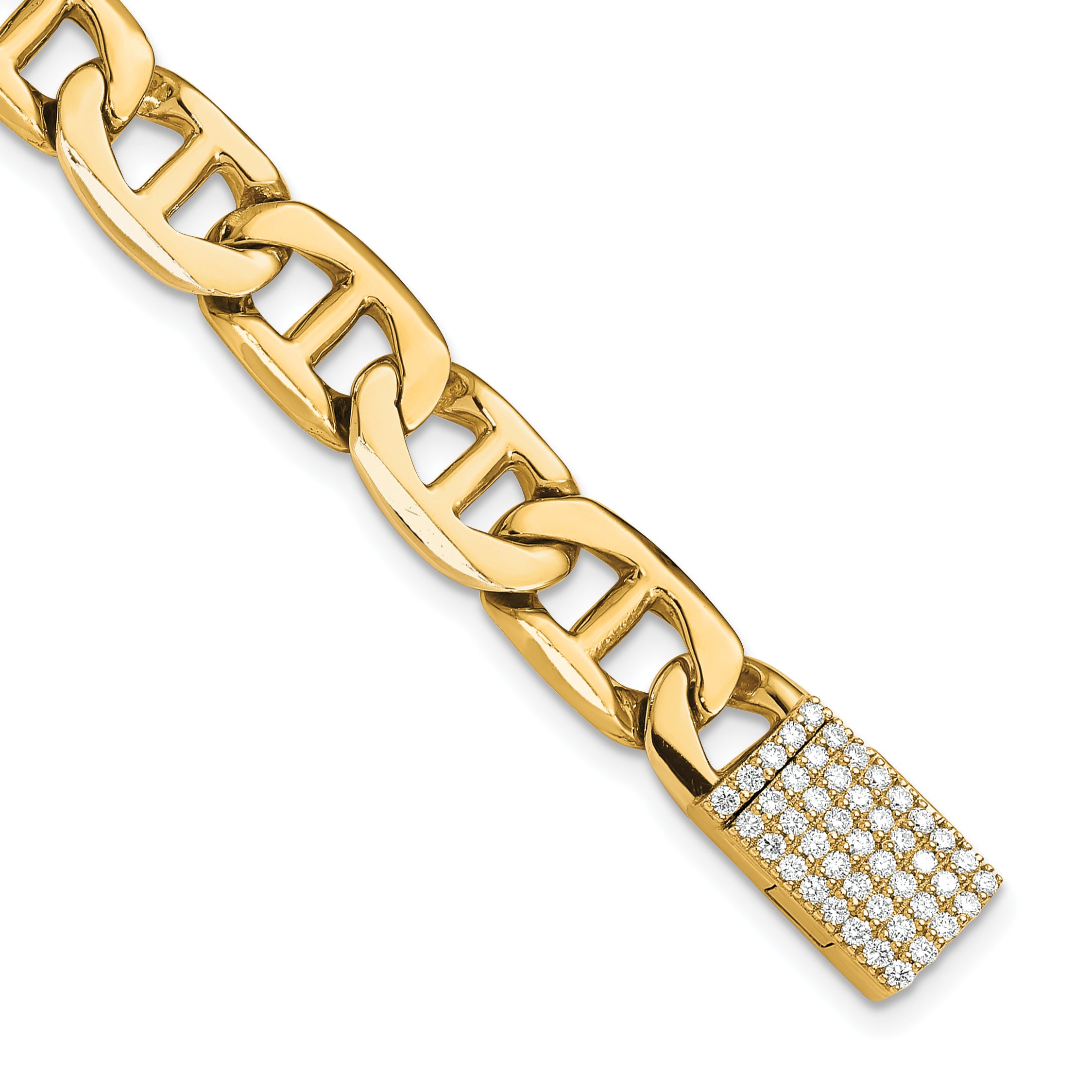 14k 7/8 carat Lab Grown Diamond VS+ F+ 8 inch 8mm Hand-Polished Anchor Link Bracelet