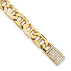 14k 7/8 carat Lab Grown Diamond VS+ F+ 8 inch 8mm Hand-Polished Anchor Link Bracelet