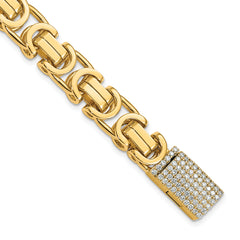 14k 1 1/4 carat Lab Grown Diamond VS+ F+ 8.5 inch 10.1mm Hand-Polished Fashion Link Bracelet