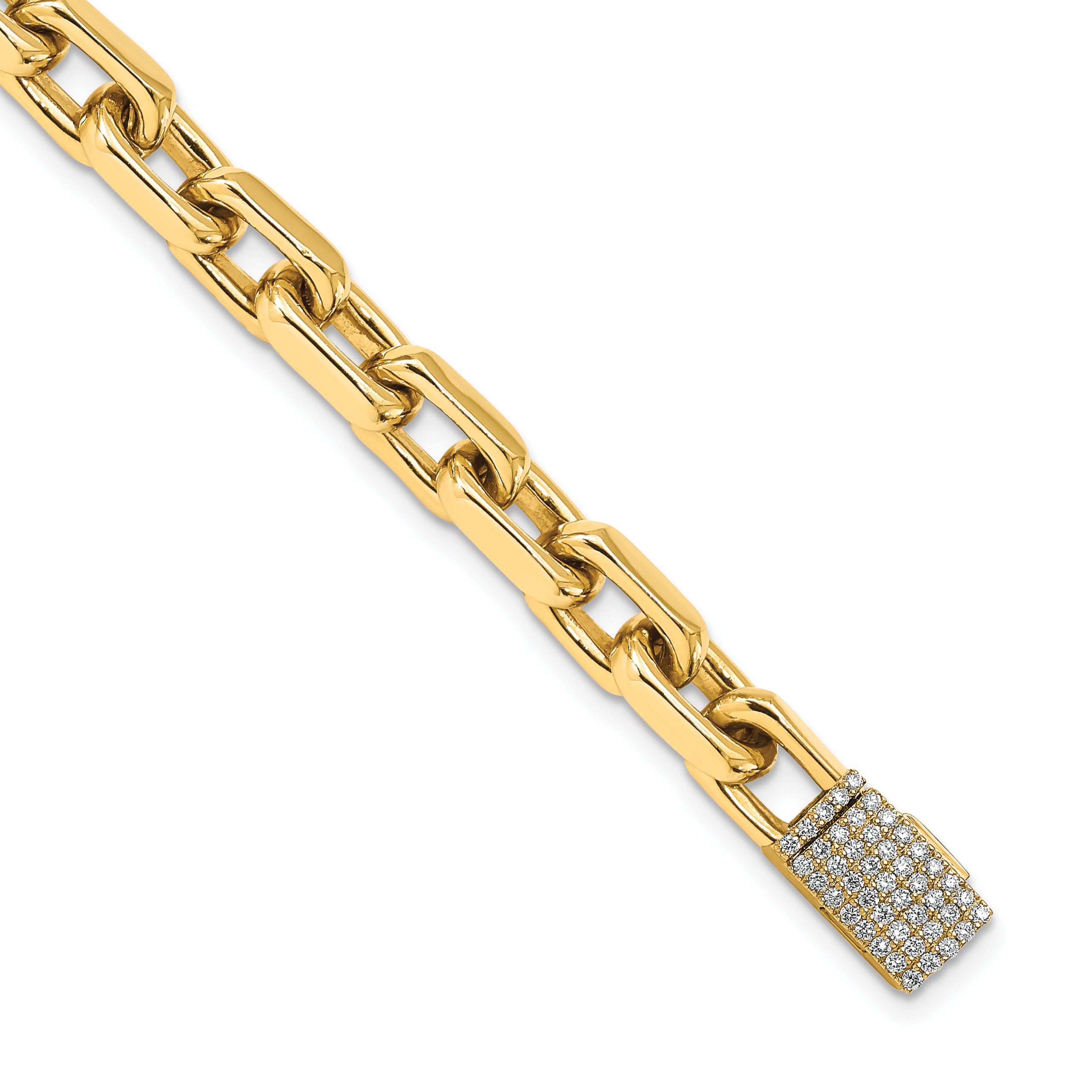 14k 1/2 carat Lab Grown Diamond VS+ F+ 8.5 inch 7mm Hand-Polished Fashion Link Bracelet