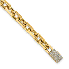 14k 1/2 carat Lab Grown Diamond VS+ F+ 8.5 inch 7mm Hand-Polished Fashion Link Bracelet