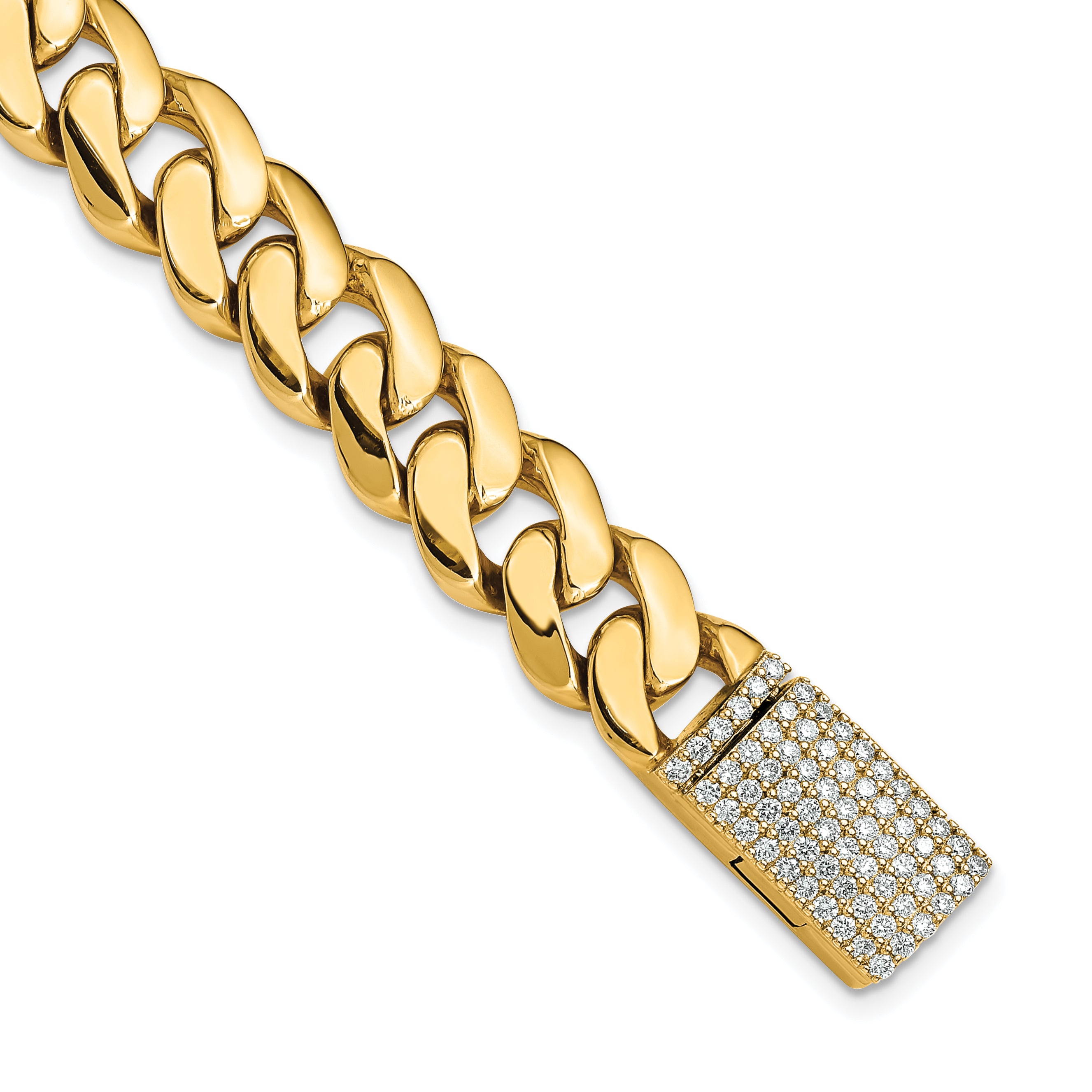 14k 1 1/4 carat Lab Grown Diamond VS+ F+ 8.5 inch 10.75mm Hand-Polished Fashion Link Bracelet