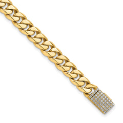14k 1/2 carat Lab Grown Diamond VS+ F+ 8.25 inch 7mm Hand-Polished Miami Cuban Link Bracelet