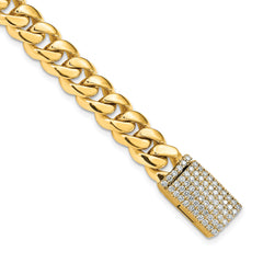 14k 1 1/4 carat Lab Grown Diamond VS+ F+ 8.25 inch 8.7mm Hand-Polished Miami Cuban Link Bracelet