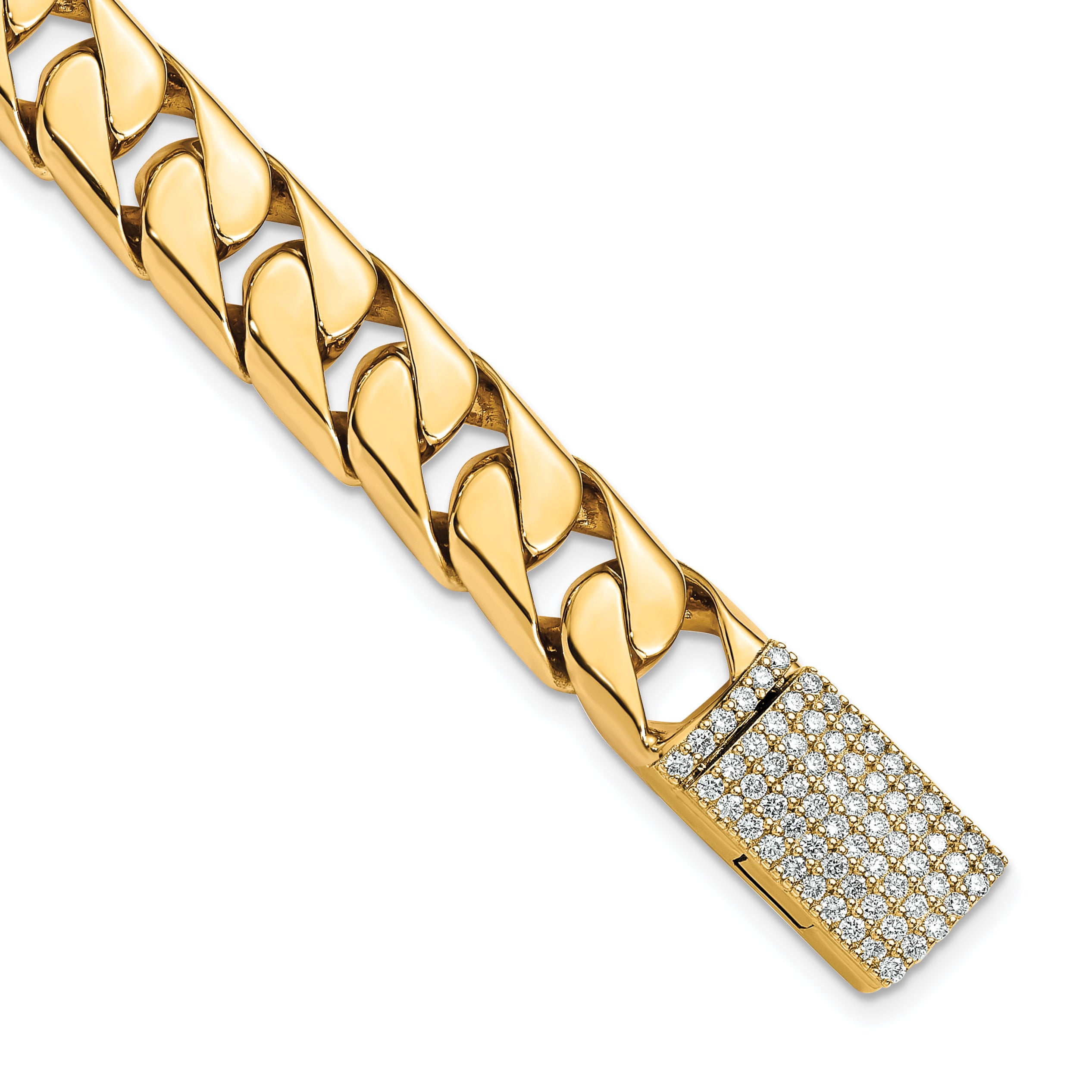 14k 1 1/4 carat Lab Grown Diamond VS+ F+ 8.25 inch 10.2mm Hand-Polished Half Round Curb Link Bracelet