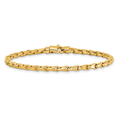 14K 8.25 inch 3.4mm Hand Polished Fancy Link with Lobster Clasp Bracelet