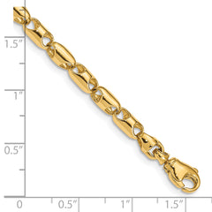 14K 24 inch 4.1mm Fancy Barrel Link with Fancy Lobster Clasp Chain