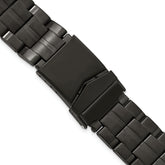20mm Satin Finish Black PVD-plated Stainless Steel Folded Link Style with Fold Over Deployment Buckle 7.5 inch Watch Band