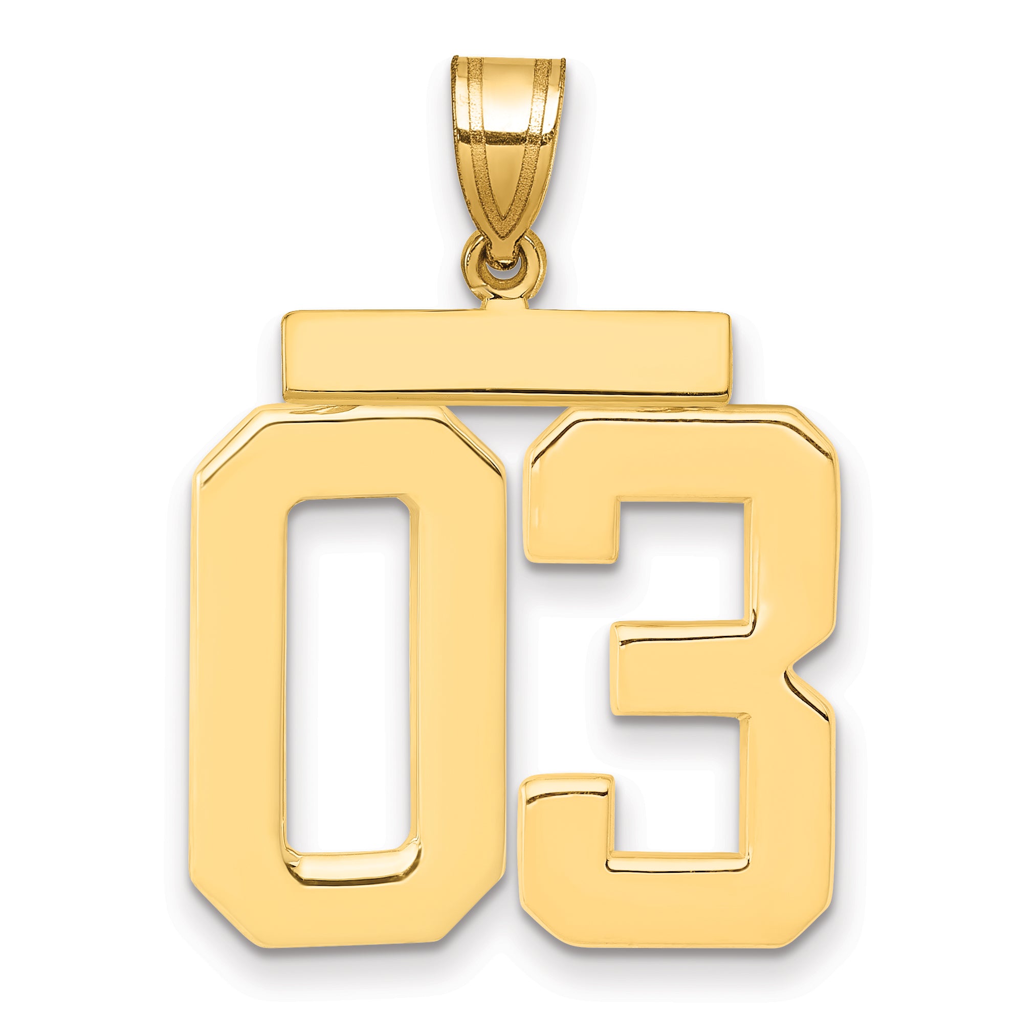 10k Large Polished Number 03 Charm
