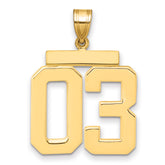 10k Large Polished Number 03 Charm