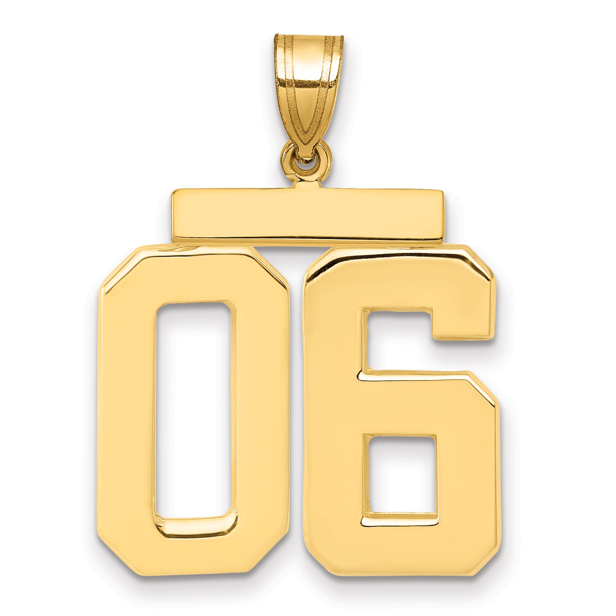 10k Large Polished Number 06 Charm