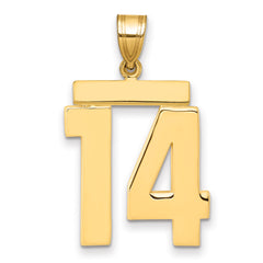 10k Large Polished Number 14 Charm