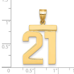 10k Large Polished Number 21 Charm
