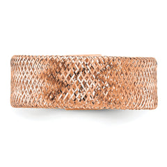 14k with Rose Gold Plating Polished/Textured Stretch Ring