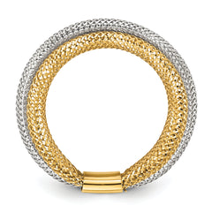 14K w/Rhodium Polished/Textured Stretch Ring