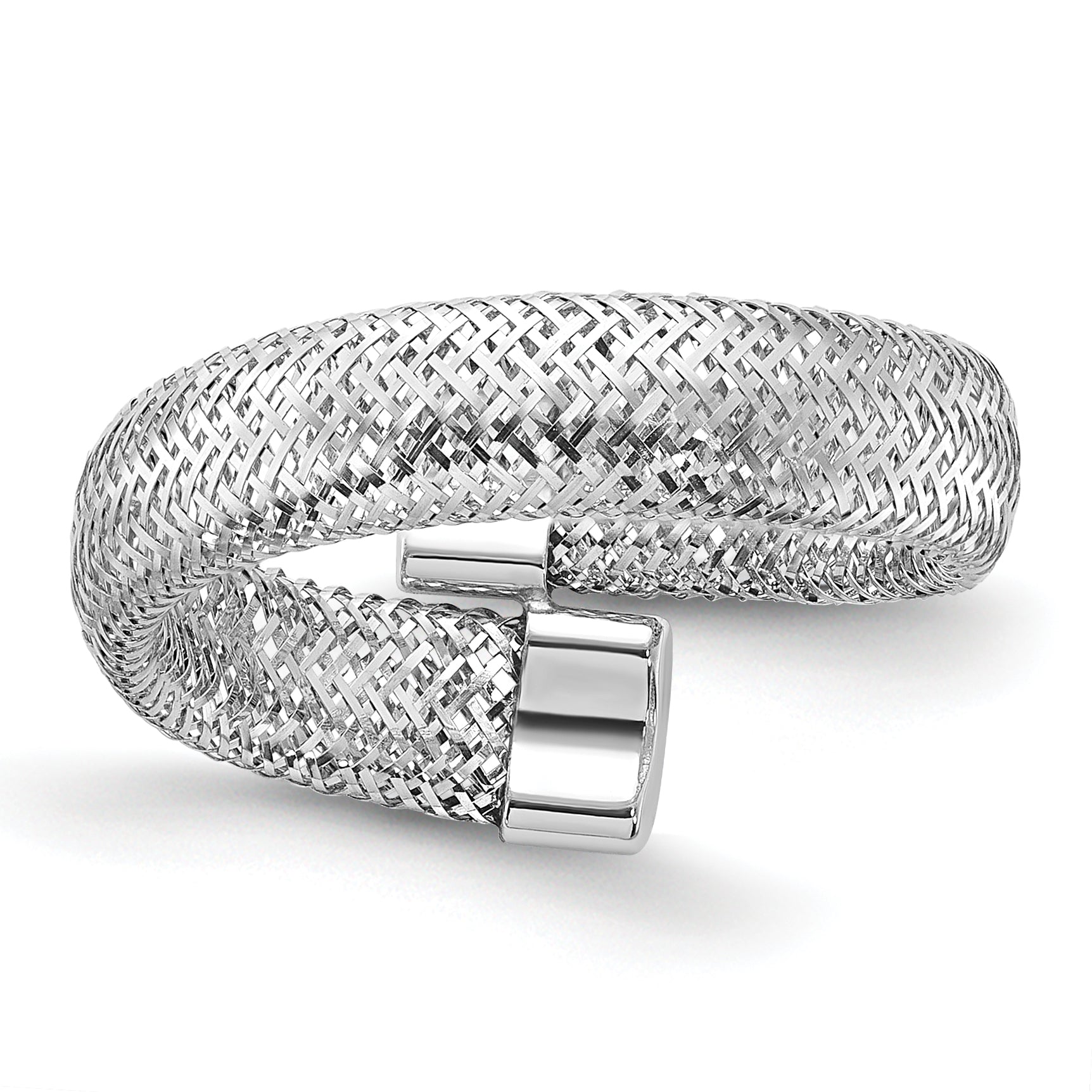 14K w/Rhodium Mesh Bypass Stretch Ring
