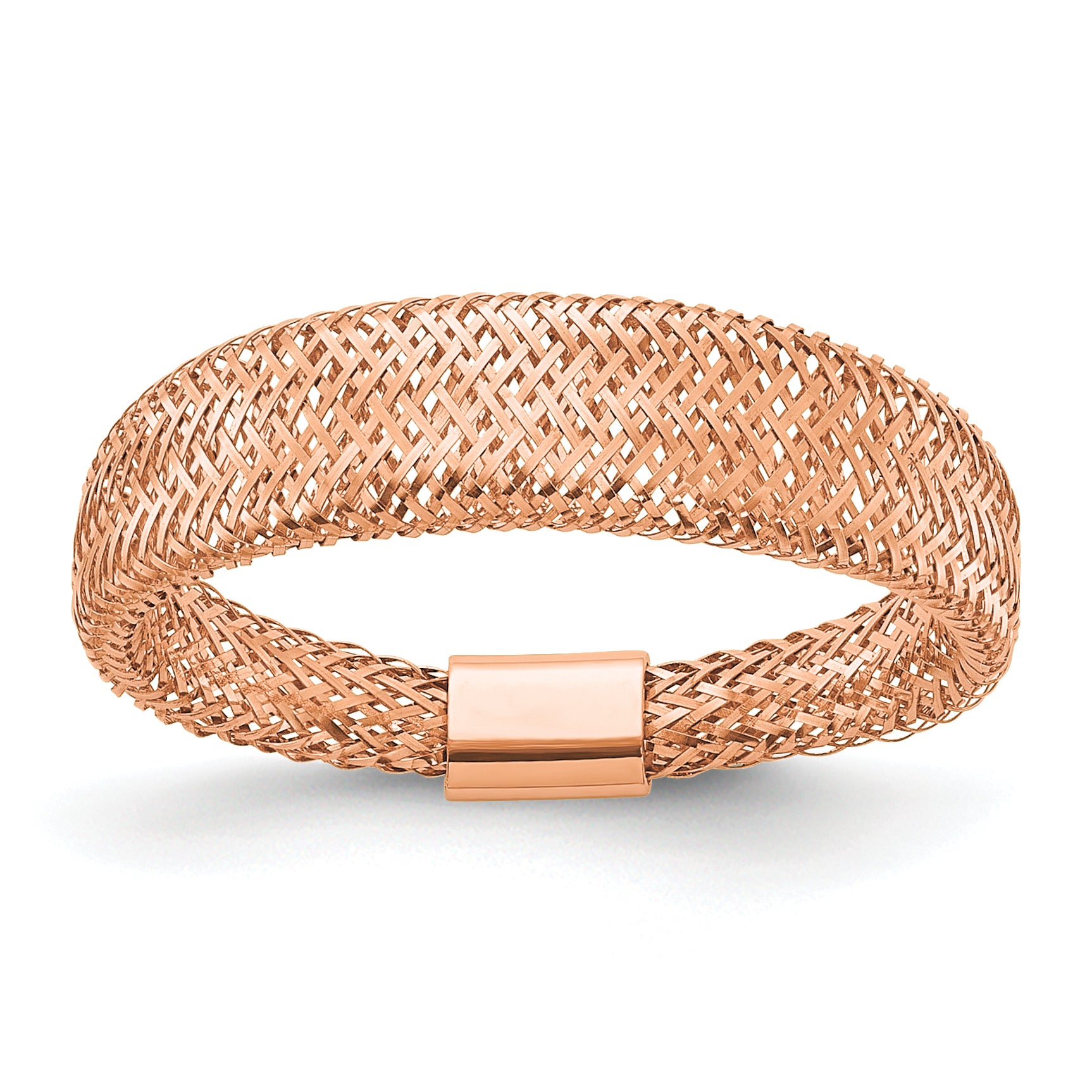 14K with Rose Gold Plating Mesh Tapered Stretch Ring