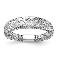 14K w/Rhodium Mesh Tapered Stretch Ring