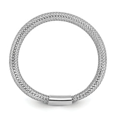 14K w/White Rhodium Plating Polished Mesh Stretch Ring