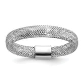 14K w/White Rhodium Plating Polished Mesh Stretch Ring