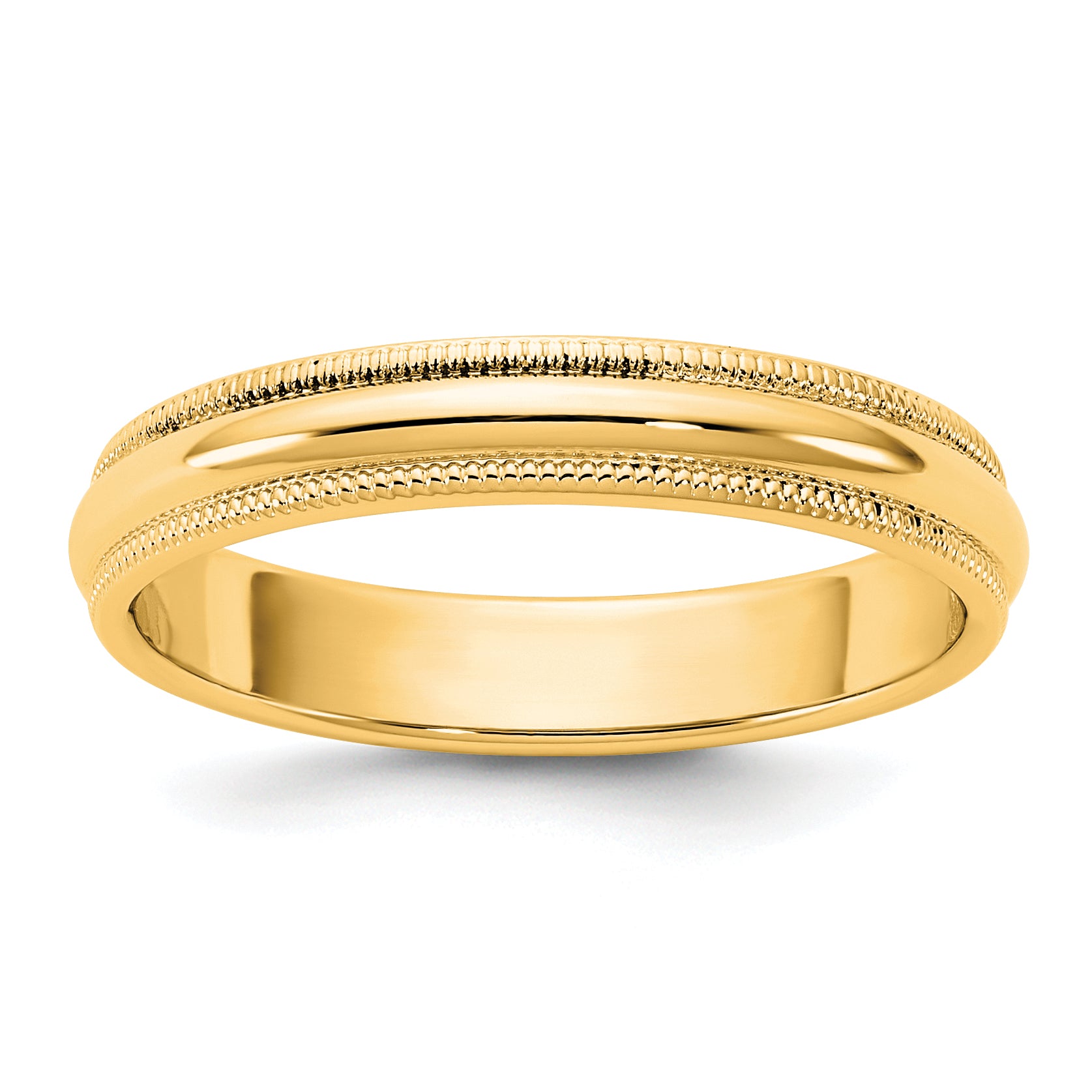 10KY 3.5mm Milgrain Half Round Band Size 14