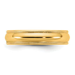 10KY 4.5mm Milgrain Half Round Band Size 14