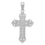 14K White Gold Fleur De Lis Cross Charm