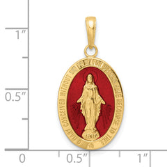 14k Red Enameled Miraculous Medal Pendant
