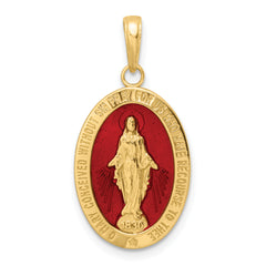 14k Red Enameled Miraculous Medal Pendant