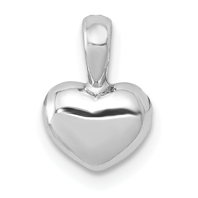 14K White Gold Polished Domed Heart Charm