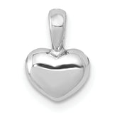14K White Gold Polished Domed Heart Charm