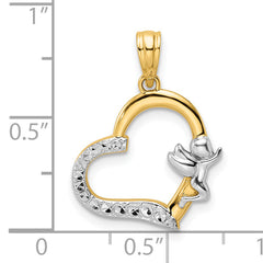 14k & White Rhodium Cherub on Heart Pendant