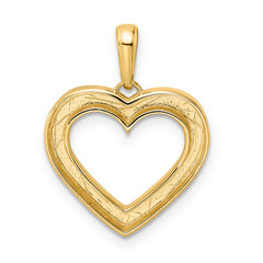 14k and White Rhodium Diamond-cut Fancy Heart Pendant