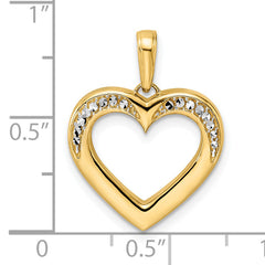 14k and White Rhodium Diamond-cut Fancy Heart Pendant