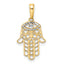14k & White Rhodium D/C Evil Eye Hamsa Pendant